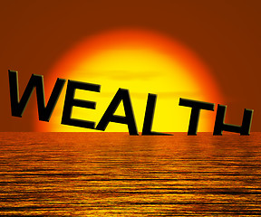 Image showing Wealth Word Sinking And Sunset Showing Depression Recession And 