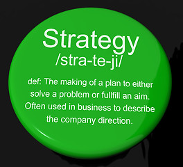 Image showing Strategy Definition Button Showing Planning Organization And Lea