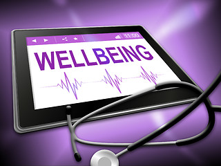 Image showing Wellbeing Tablet Represents Preventive Medicine And Computer