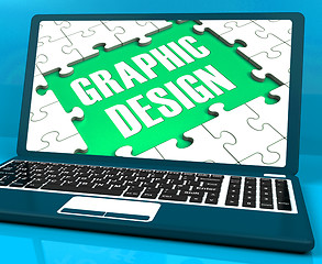 Image showing Graphic Design On Laptop Shows Stylized Creations