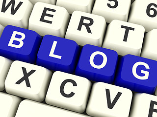 Image showing Blog Computer Keys In Blue For Blogger Website