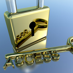 Image showing Padlock With Access Key Showing Permission Security And Login