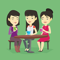 Image showing Group of women drinking hot and alcoholic drinks.