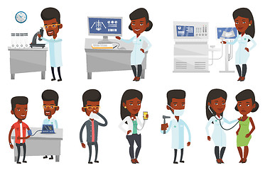 Image showing Vector set of doctor characters and patients.