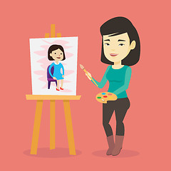 Image showing Creative female artist painting portrait.