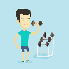 Image showing Man lifting dumbbell vector illustration.