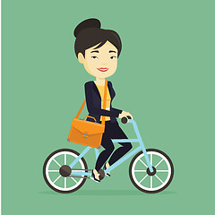 Image showing Woman riding bicycle vector illustration.