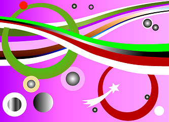 Image showing circles and rainbow background in pink, green and white