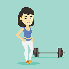 Image showing Woman measuring waist vector illustration.