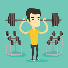 Image showing Man lifting barbell vector illustration.