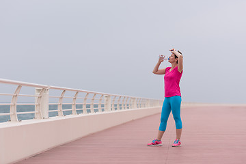 Image showing Fitness woman drinking water