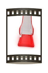 Image showing Single escalator. 3d illustration. The film strip.