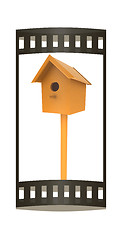 Image showing Wooden Nesting box. 3d Illustration. The film strip.