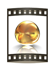 Image showing Gold Ball. 3d rendering. The film strip.