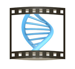 Image showing DNA structure model on white. 3D illustration. The film strip.