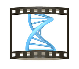 Image showing DNA structure model on white. 3D illustration. The film strip.