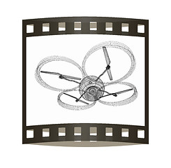 Image showing Quadcopter Dron. 3d render. The film strip.