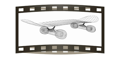 Image showing Skateboard. 3d illustration. The film strip.