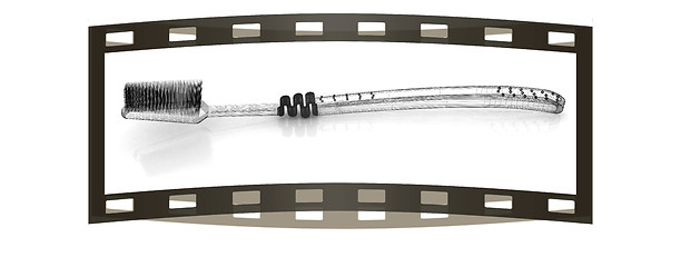 Image showing Toothbrush. 3d illustration. The film strip.