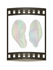 Image showing Ear model. 3d illustration. The film strip.