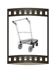 Image showing Trolley for luggage at the airport. 3D illustration.. The film s