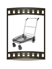 Image showing Trolley for luggage at the airport. 3D illustration.. The film s