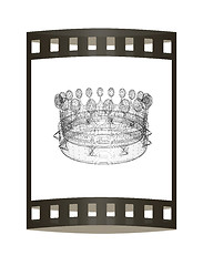 Image showing Crown. 3D illustration. The film strip.