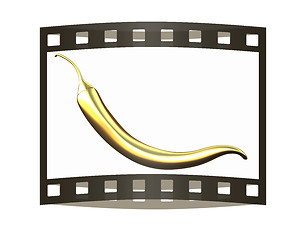 Image showing Gold Hot Pepper Icon. 3d illustration. The film strip.