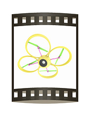 Image showing Quadcopter Dron. 3d render. The film strip.