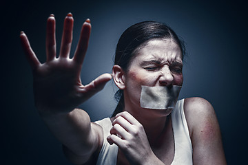 Image showing a young girl with a patch on her mouth