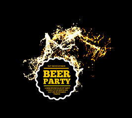 Image showing Beer party. Splash of beer with bubbles. Vector illustration