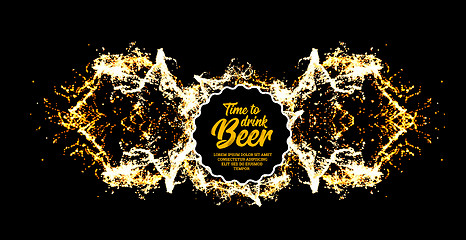 Image showing Beer party. Splash of beer with bubbles. Vector illustration