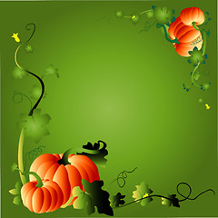 Image showing pumpkin & foliage frame