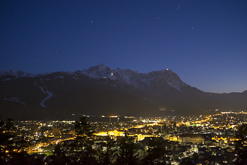 Image showing View to Garmisch-Partenkirchen at evening