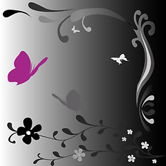 Image showing black and white fantasy design with butterflies