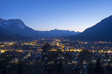 Image showing View to Garmisch-Partenkirchen at evening