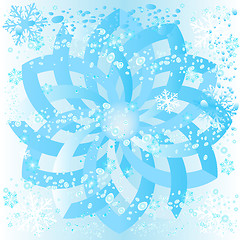 Image showing ice rosette with snowflakes and bubbles