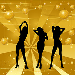 Image showing girl dancing on a retro background