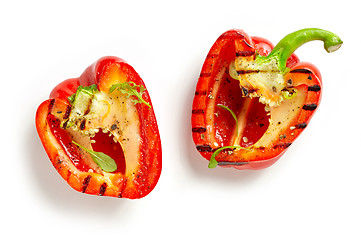 Image showing grilled paprika on white background