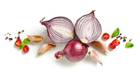 Image showing red onion and spices