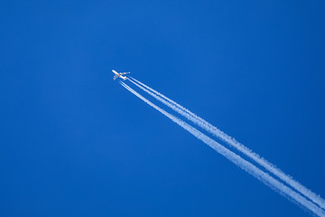 Image showing big airliner on clear blue sky