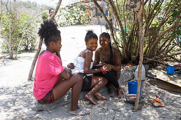 Image showing Native Malagasy Sakalava ethnic girls, beauties with decorated face