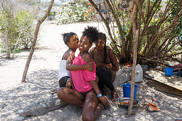 Image showing Native Malagasy Sakalava ethnic girls, beauties with decorated face