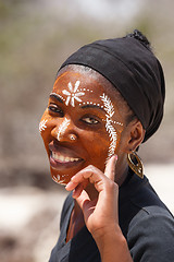 Image showing Native Malagasy Sakalava ethnic girls, beauties with decorated face