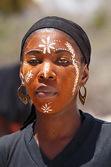 Image showing Native Malagasy Sakalava ethnic girls, beauties with decorated face