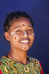 Image showing Native Malagasy Sakalava ethnic girls, beauties with decorated face