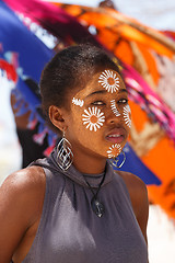 Image showing Native Malagasy Sakalava ethnic girls, beauties with decorated face