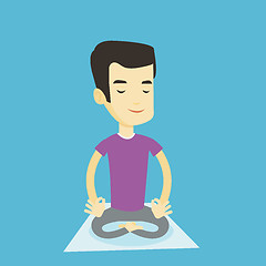 Image showing Man meditating in lotus pose vector illustration.