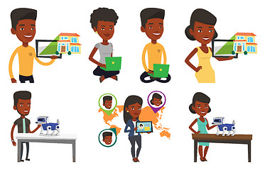 Image showing Vector set of people using modern technologies.