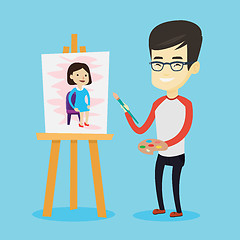 Image showing Creative male artist painting portrait.